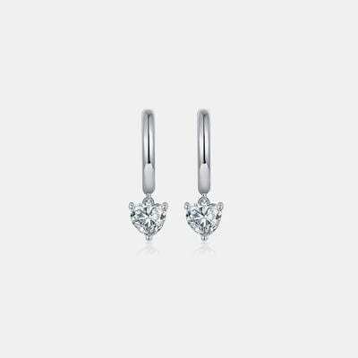 1 Carat Moissanite 925 Sterling Silver Heart Earrings - Trendsi - Flyclothing LLC