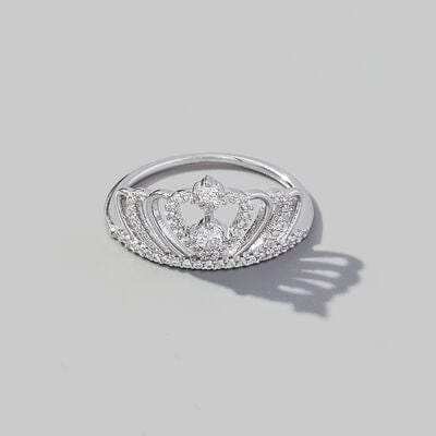 Crown Shape Zircon 925 Sterling Silver Ring - Trendsi - Flyclothing LLC