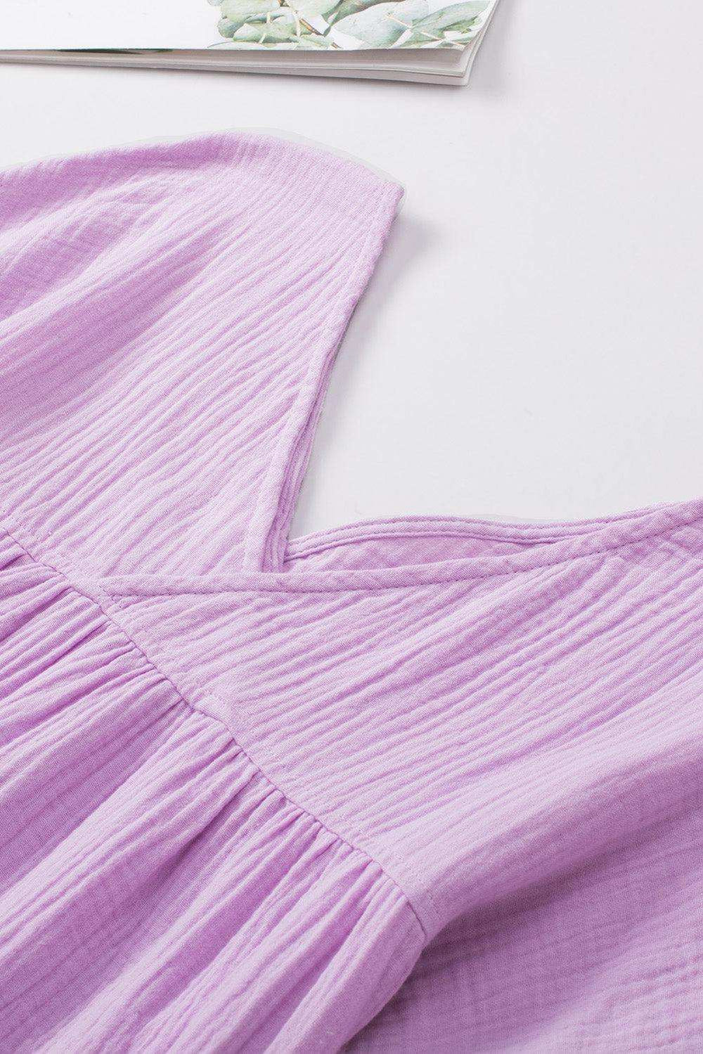 Dropped Shoulder V-Neck Blouse - Trendsi - Flyclothing LLC