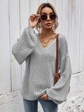 V-Neck Dropped Shoulder Sweater - Trendsi - Flyclothing LLC