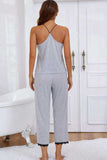 Halter Neck Cami and Lace Trim Pajama Set - Trendsi - Flyclothing LLC