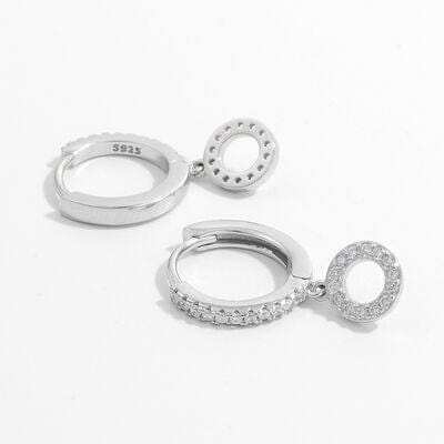 925 Sterling Silver Inlaid Zircon Hoop Dangle Earrings - Trendsi - Flyclothing LLC