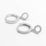 925 Sterling Silver Inlaid Zircon Hoop Dangle Earrings - Trendsi - Flyclothing LLC
