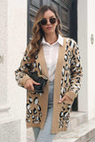 Leopard Open Front Cardigan with Pockets - Trendsi - Flyclothing LLC