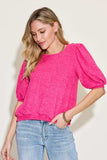 Zenana Round Neck Lantern Half Sleeve Sweater - Trendsi - Flyclothing LLC
