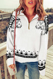 Zip-Up Mock Neck Dropped Shoulder Pullover Sweater - Trendsi - Flyclothing LLC