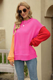 Color Block Round Neck Dropped Shoulder Sweater - Trendsi - Flyclothing LLC