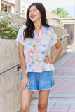 White Birch One And Only Full Size Short Sleve Floral Print Top - Trendsi - Flyclothing LLC