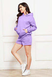 Drop Shoulder Long Sleeve Hoodie and Shorts Set - Trendsi - Flyclothing LLC