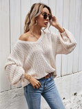 V-Neck Dropped Shoulder Sweater - Trendsi - Flyclothing LLC