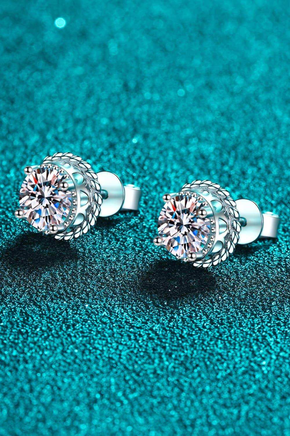 2 Carat Moissanite 925 Sterling Silver Stud Earrings - Trendsi - Flyclothing LLC