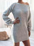 Rib-Knit Mini Sweater Dress - Trendsi - Flyclothing LLC