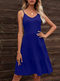Spaghetti Strap V-Neck Tiered Dress - Trendsi - Flyclothing LLC
