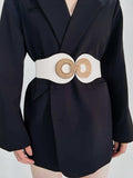Alloy Buckle Elastic PU Belt - Trendsi - Flyclothing LLC