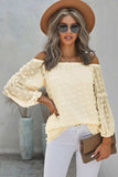 Swiss Dot Off-Shoulder Long Sleeve Blouse - Trendsi - Flyclothing LLC