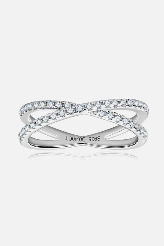 Moissanite 925 Sterling Silver Crisscross Ring - Trendsi - Flyclothing LLC