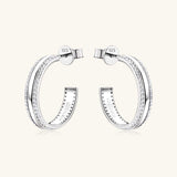 925 Sterling Silver Inlaid Moissanite C-Hoop Earrings - Trendsi - Flyclothing LLC