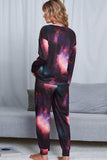 Tie-Dye Crewneck Top and Drawstring Waist Joggers Lounge Set - Trendsi - Flyclothing LLC