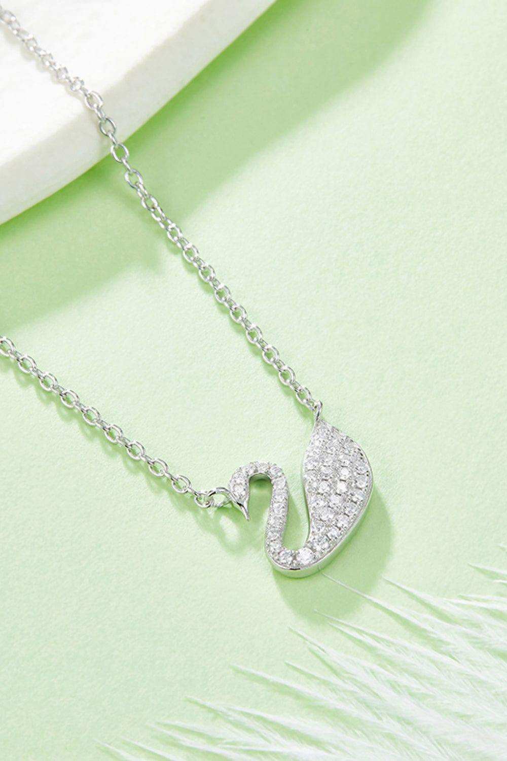Moissanite Swan 925 Sterling Silver Necklace - Trendsi - Flyclothing LLC