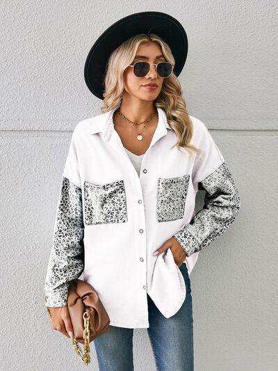 Leopard Button Up Denim Jacket - Trendsi - Flyclothing LLC