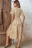 Floral V-Neck Front Slit Dress - Trendsi - Flyclothing LLC