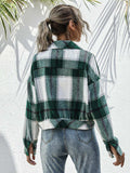 Plaid Dropped Shoulder Shirt Jacket - Trendsi - Flyclothing LLC