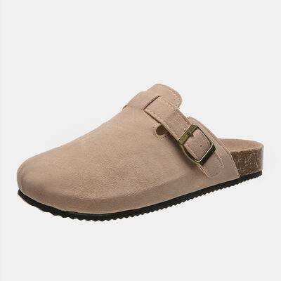 Suede Closed Toe Buckle Slide - Trendsi - Flyclothing LLC