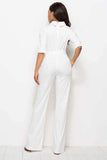 Mock Neck Tie-Waist Half Sleeve Jumpsuit - Trendsi - Flyclothing LLC