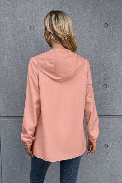 Zip Up Long Sleeve Hooded Watertight Jacket - Trendsi - Flyclothing LLC