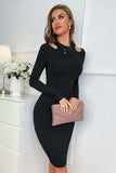 Cutout Long Sleeve Pencil Dress - Trendsi - Flyclothing LLC
