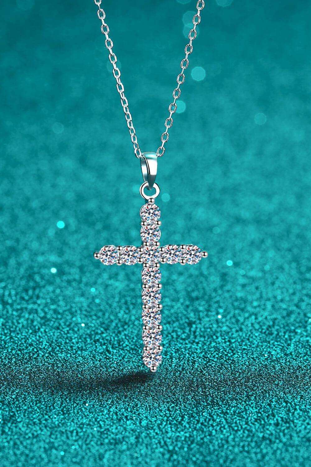 925 Sterling Silver Cross Moissanite Necklace - Trendsi - Flyclothing LLC