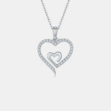 Moissanite 925 Sterling Silver Heart Pendant Necklace - Trendsi - Flyclothing LLC