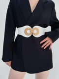 Alloy Buckle Elastic PU Belt - Trendsi - Flyclothing LLC