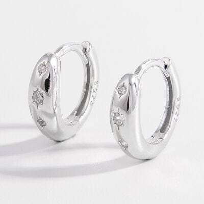 925 Sterling Silver Inlaid Zircon Huggie Earrings - Trendsi - Flyclothing LLC
