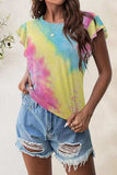 Printed Round Neck Short Sleeve T-Shirt - Trendsi - Flyclothing LLC