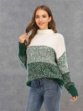 Color Block Turtleneck Sweater - Trendsi - Flyclothing LLC