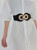 Alloy Buckle Elastic PU Belt - Trendsi - Flyclothing LLC