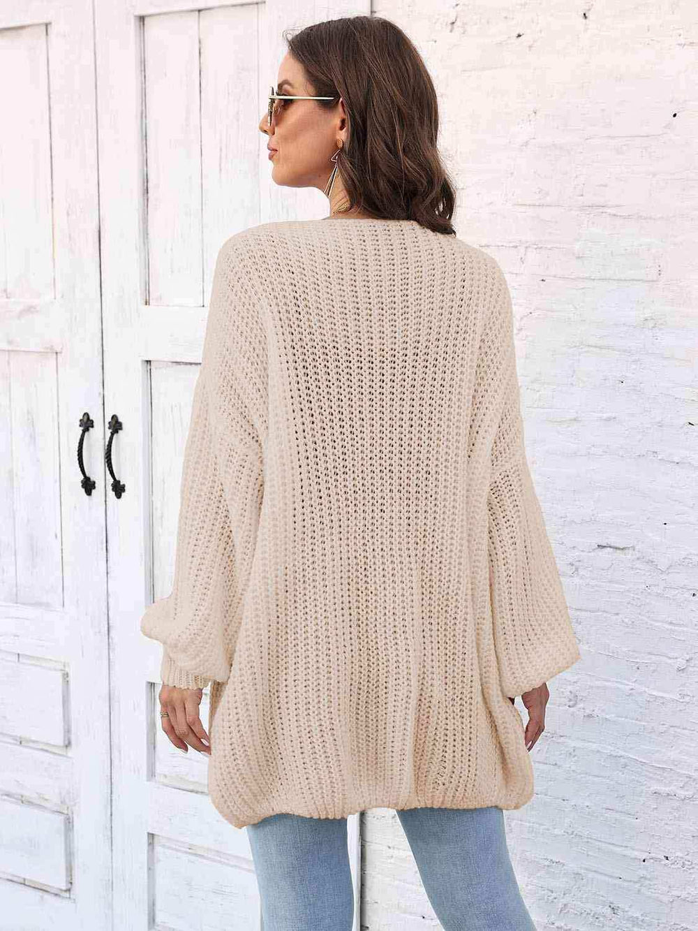 Open Front Dropped Shoulder Longline Cardigan - Trendsi - Flyclothing LLC