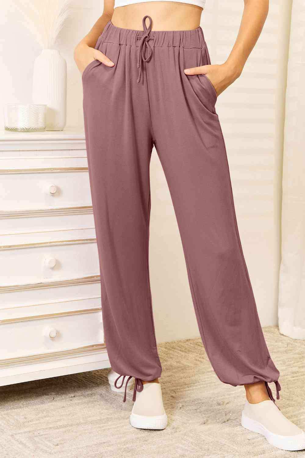 Basic Bae Full Size Soft Rayon Drawstring Waist Pants with Pockets - Trendsi - Flyclothing LLC