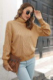 Cable-Knit Turtleneck Sweater - Trendsi - Flyclothing LLC