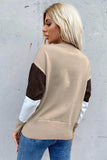 Color Block Ribbed Trim Round Neck Knit Pullover - Trendsi - Flyclothing LLC