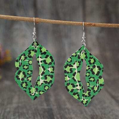Leopard Lip Shape Leather Earrings - Trendsi - Flyclothing LLC