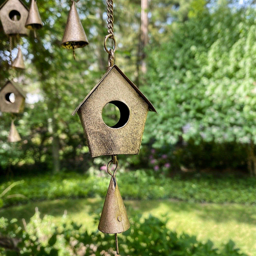 Handcrafted Bird Chime, Recycled Iron and Glass Beads - Asha Handicrafts - Flyclothing LLC