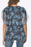 Printed Round Neck Curved Hem Blouse - Trendsi - Flyclothing LLC