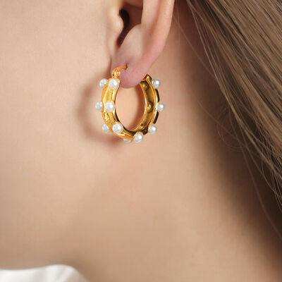 Synthetic Pearl 18K Gold-Plated Earrings - Trendsi - Flyclothing LLC