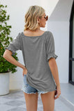 Short Flounce Sleeve Top - Trendsi - Flyclothing LLC
