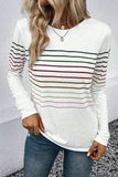Striped Round Neck Long Sleeve T-Shirt - Trendsi - Flyclothing LLC