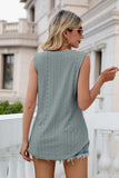 Eyelet V-Neck Tank - Trendsi - Flyclothing LLC