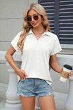 Johnny Collar Short Sleeve Blouse - Trendsi - Flyclothing LLC