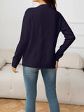 V-Neck Long Sleeve Buttoned Knit Top with Pocket - Trendsi - Flyclothing LLC